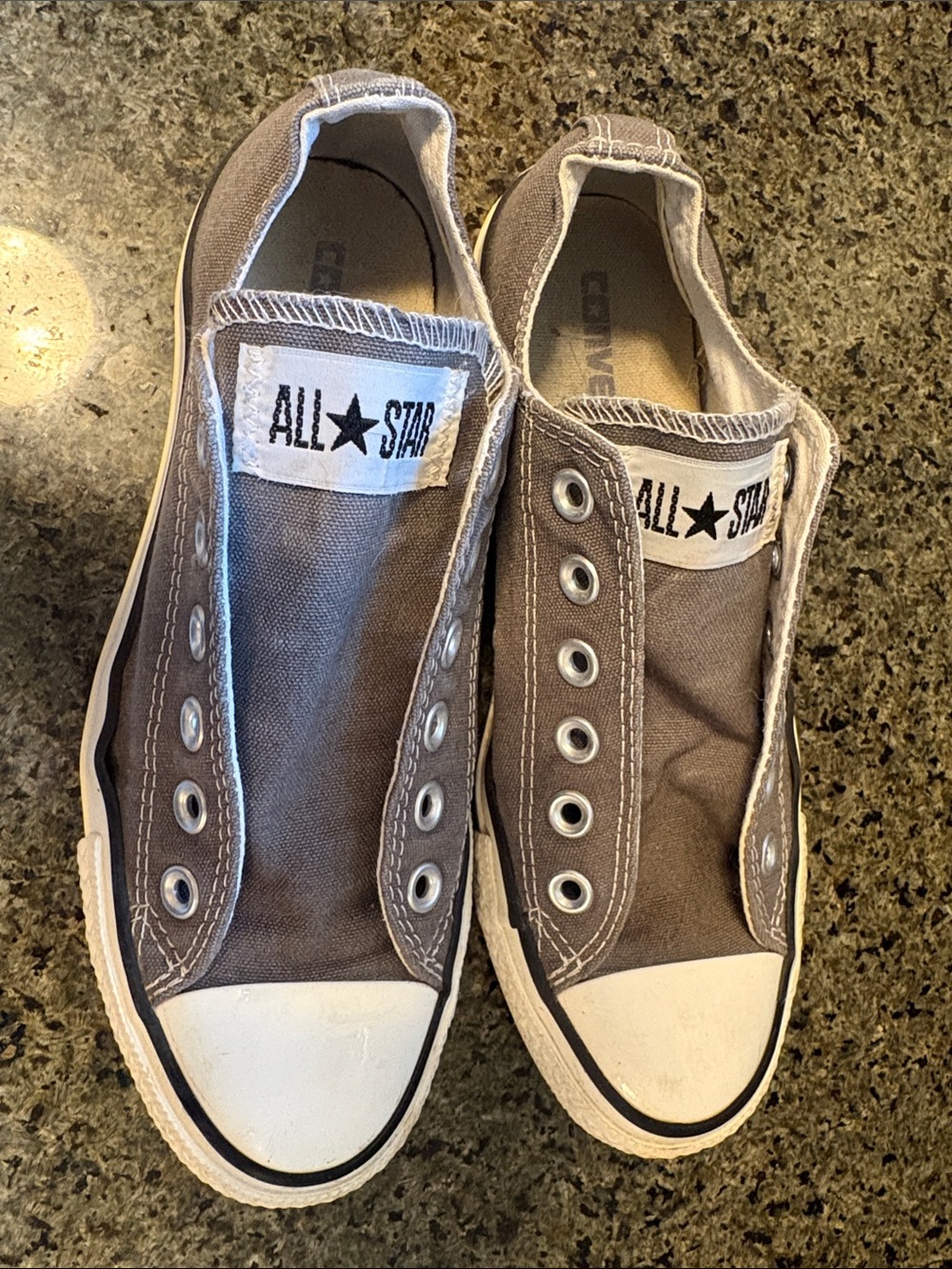 Converse Gray Canvas Slip-On All Star Sneakers - Missing Laces